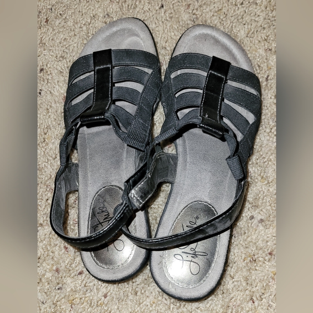 Life Stride Black Slingback Sandals size 6 1/2 - Picture 2 of 4